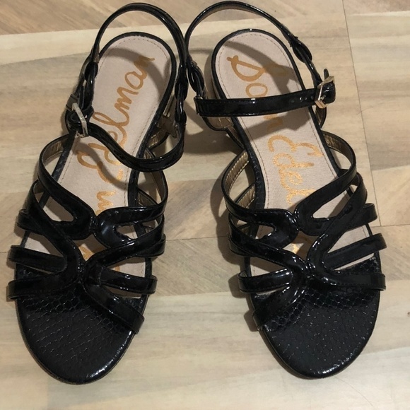 Sam Edelman Strappy Black Patent Daphnie Sandal, 6 - Picture 2 of 8